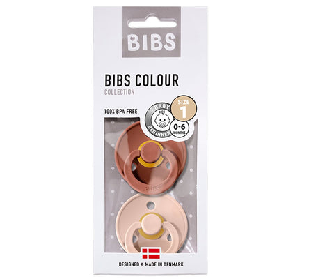 2 Chupetes BIBS Colour Round Blush/Woodchuck