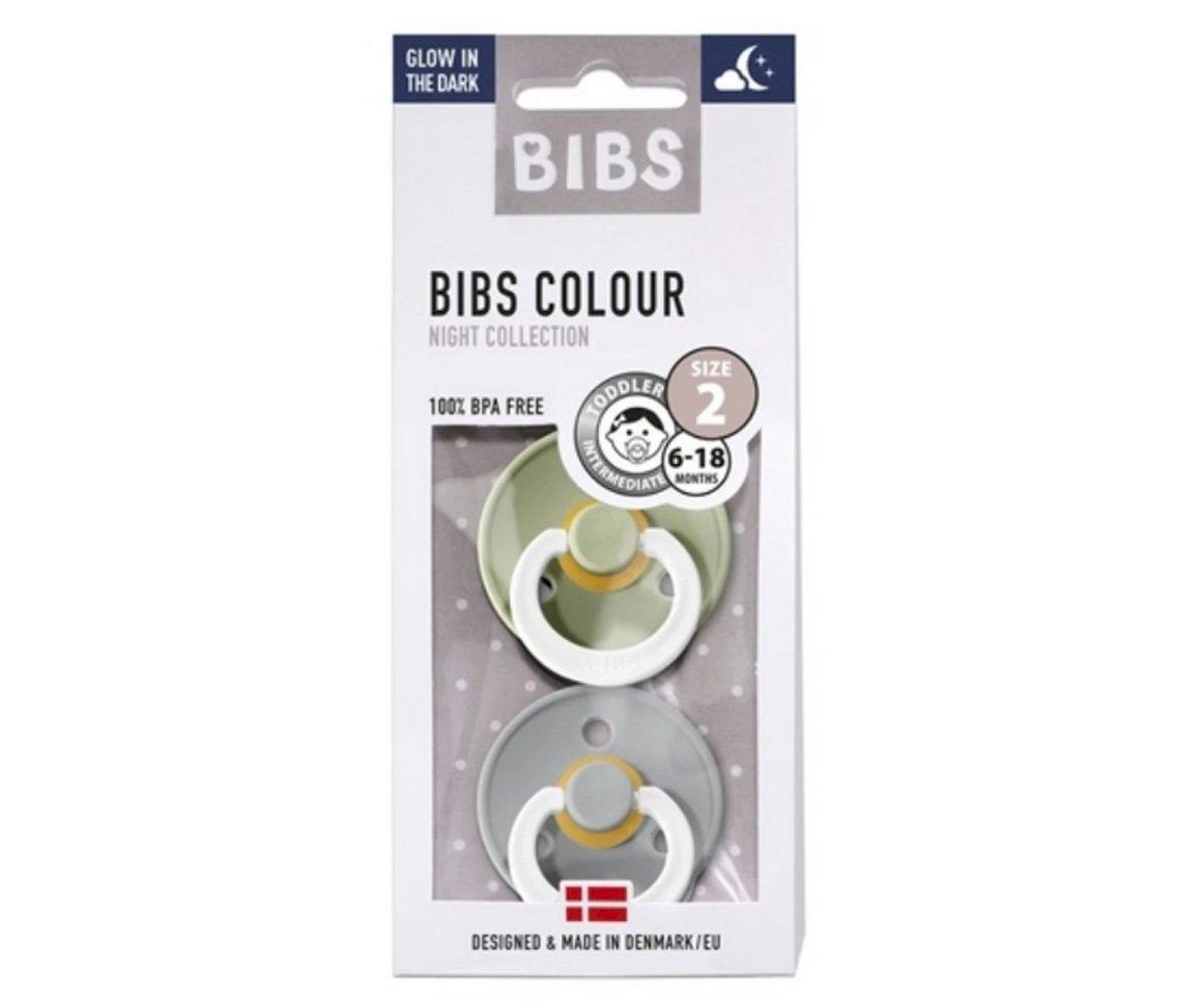 2 Chupetes Nocturnos BIBS Colour Round Sage/Cloud