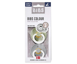 2 Chupetes Nocturnos BIBS Colour Round Sage/Cloud