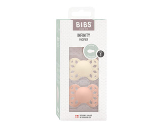 2 Chupetes BIBS Infinity Simétrica Ivory/Blush Silicona