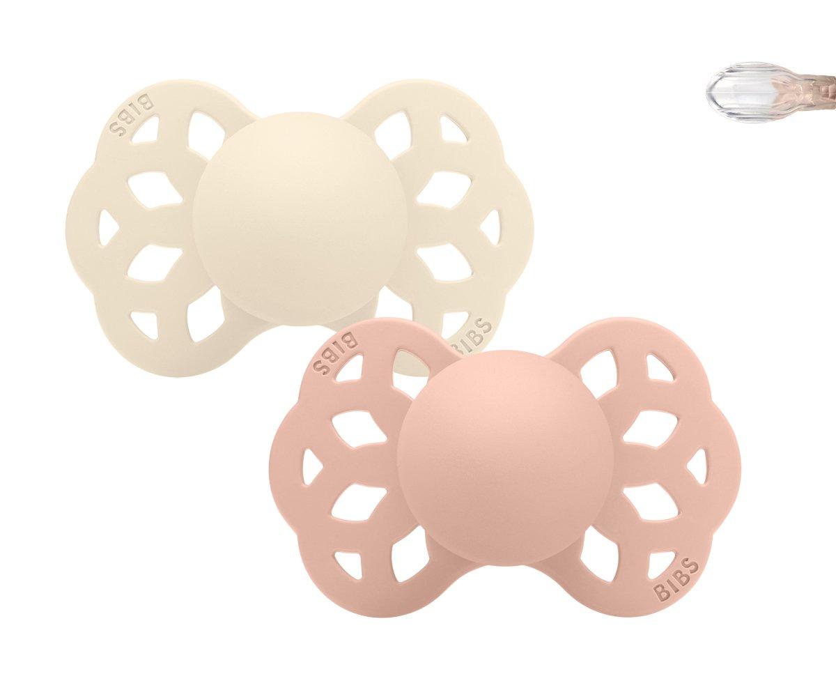 2 Chupetes BIBS Infinity Simétrica Ivory/Blush Silicona