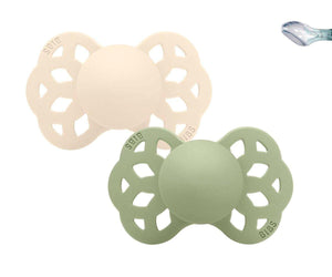 2 Chupetes BIBS Infinity Anatómica Ivory/Sage Silicona