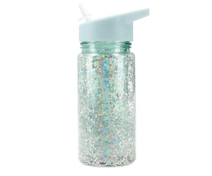 Botella Plástico con Pajita Glitter Stars