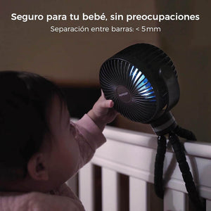 Ventilador portátil USB Momcozy con trípode flexible y luz LED