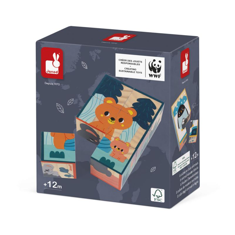 6 Cubos de Madera Animales Janod