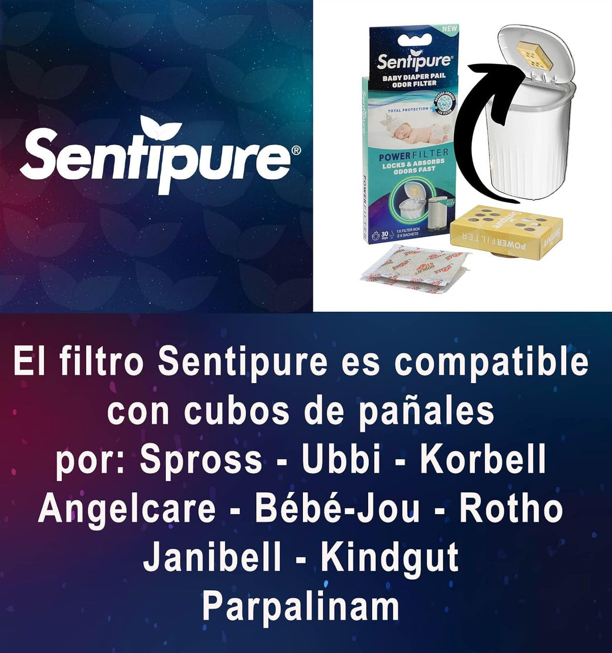 Filtro de olores para cubos de pañales Sentipure