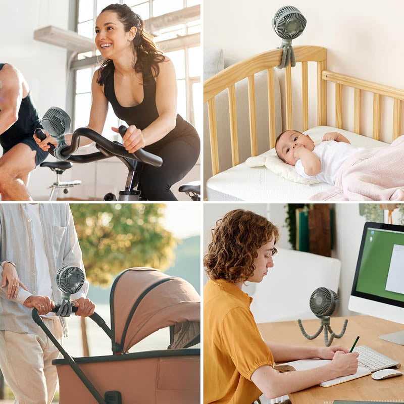 Ventilador portátil USB Momcozy con trípode flexible y luz LED