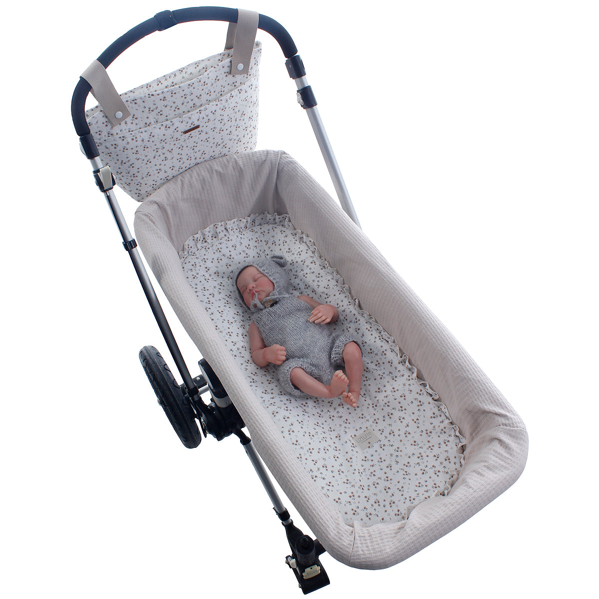 Kit base capazo con volante y muselina Uzturre