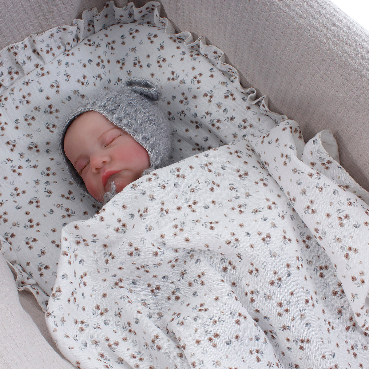 Kit base capazo con volante y muselina Uzturre