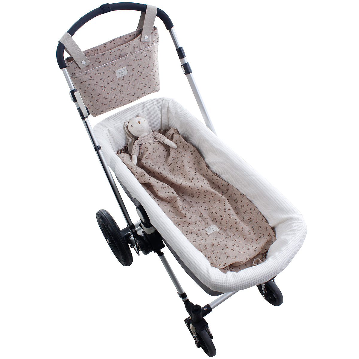 Kit base capazo con volante y muselina Uzturre