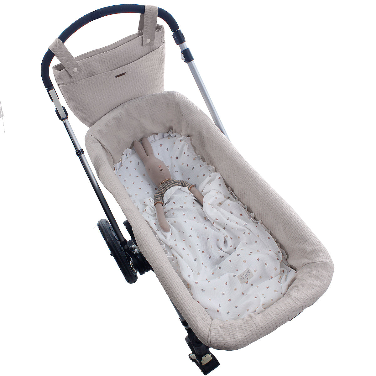 Kit base capazo con volante y muselina Uzturre