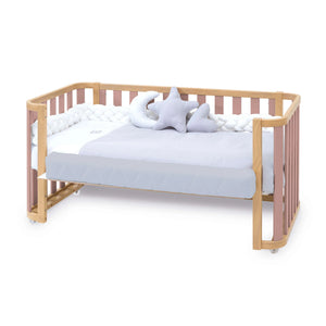 Cuna-Cama-Escritorio 70x140 cm (3en1) Madera/Rosa· Crea Plus Dos