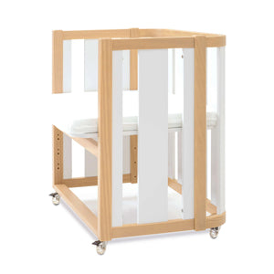 Minicuna de Colecho Ovalada + Colchón 55x70 cm (Madera/Blanco) · Crea Plus Uno