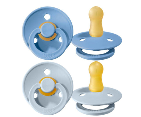 2 Chupetes BIBS Colour Round Sky Blue/Baby Blue