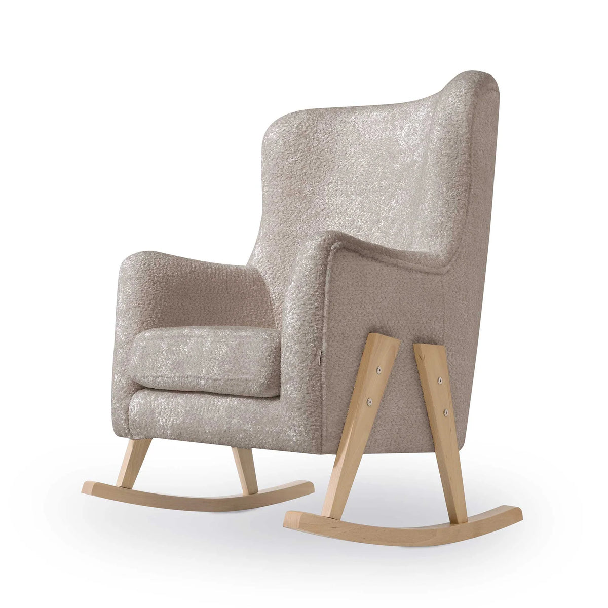 Mecedora lactancia con patas madera en borreguito · Glam · Alondra