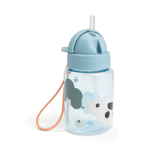 Botella con pajita Tiny Farm Blue 280 ml