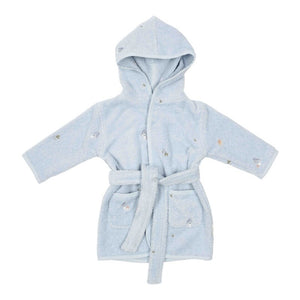 Albornoz bordado azul denim Little Dutch