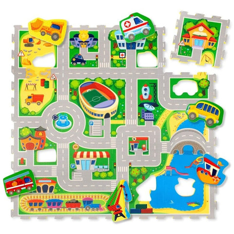 Alfombra puzzle ciudad 120x120 Hakunna Matte