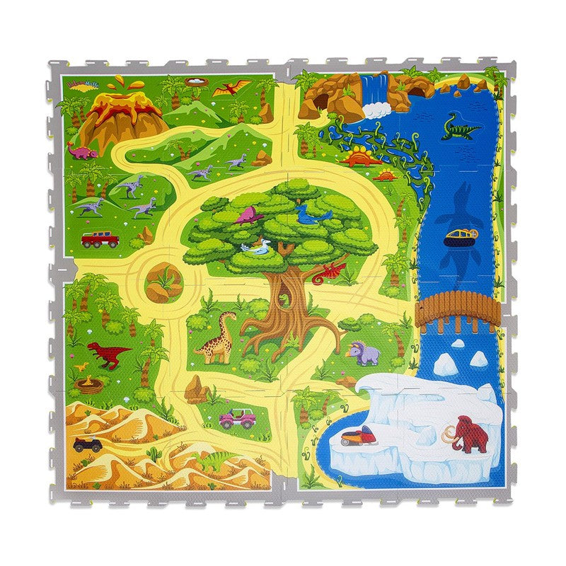 Alfombra puzzle Dinosaurios 120x120 Hakunna Matte