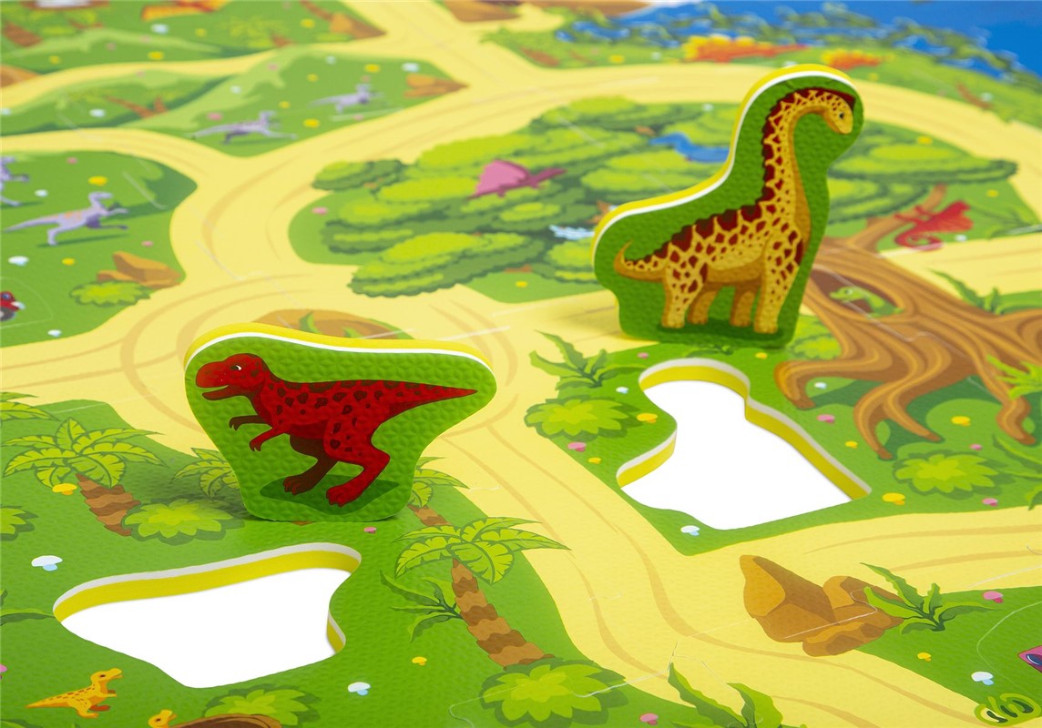 Alfombra puzzle Dinosaurios 120x120 Hakunna Matte