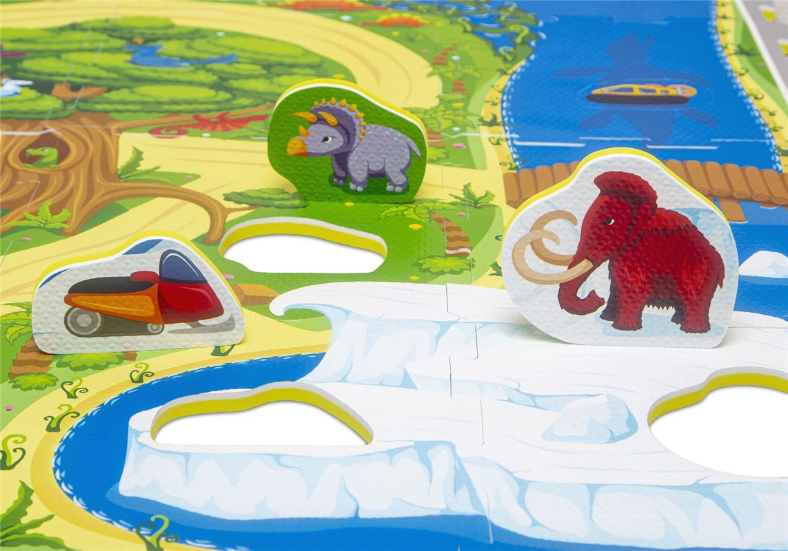 Alfombra puzzle Dinosaurios 120x120 Hakunna Matte