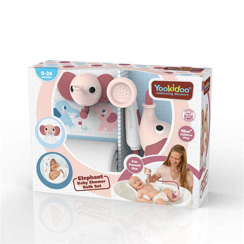 Set de baño con ducha elefante y capa Yookidoo