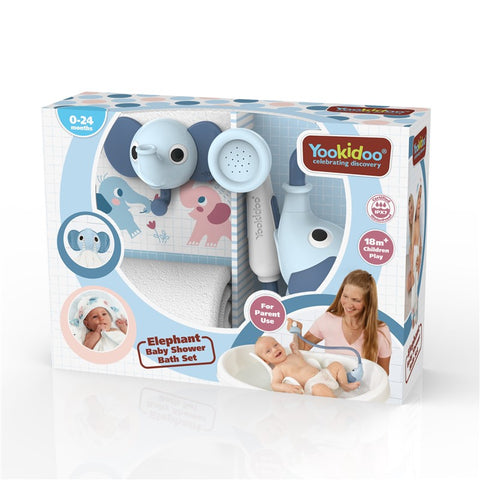 Set de baño con ducha elefante y capa Yookidoo