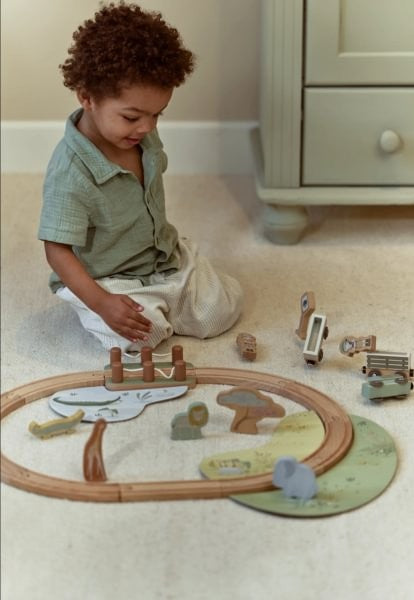 Sistema de tren de madera Safari Friends Little Dutch