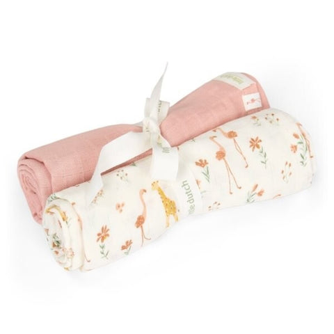 Pack 2 muselinas Blooming Safari 70 cm Little Dutch