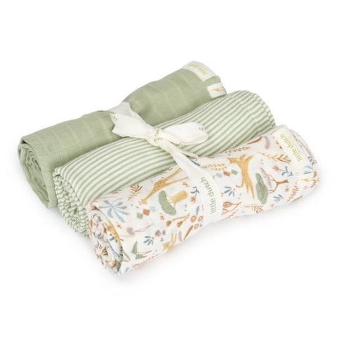 Pack 3 muselinas Safari Wonders 70 cm Little Dutch