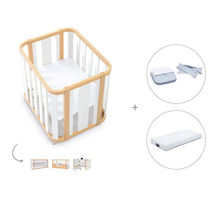 Minicuna-cuna-cama-escritorio (4en1) madera/blanco · Crea Plus Tres