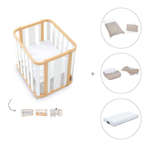 Minicuna-cuna-cama-escritorio (4en1) madera/blanco · Crea Plus Tres