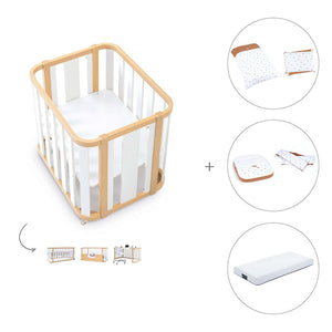 Minicuna-cuna-cama-escritorio (4en1) madera/gris · Crea Plus Tres