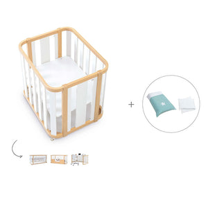 Minicuna-cuna-cama-escritorio (4en1) madera/blanco · Crea Plus Tres