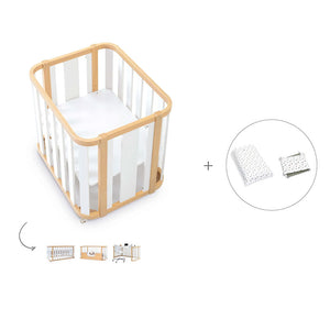 Minicuna-cuna-cama-escritorio (4en1) madera/blanco · Crea Plus Tres