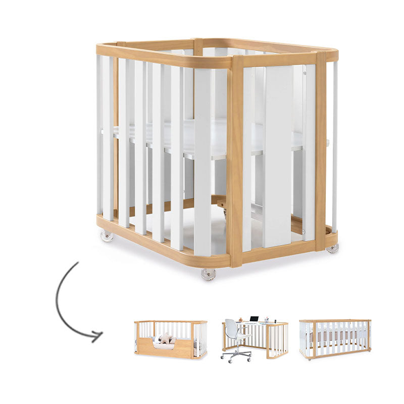 Minicuna-cuna-cama-escritorio (4en1) madera/gris · Crea Plus Tres · Alondra