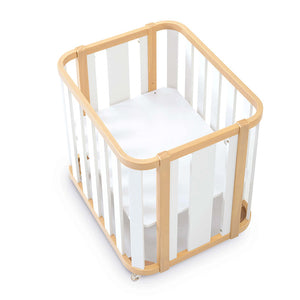 Minicuna de Colecho Ovalada + Colchón 55x70 cm (Madera/Blanco) · Crea Plus Uno