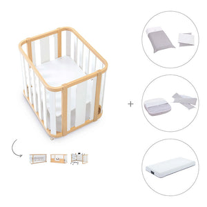 Minicuna-cuna-cama-escritorio (4en1) madera/gris · Crea Plus Tres