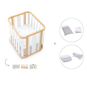 Minicuna-cuna-cama-escritorio (4en1) madera/gris · Crea Plus Tres