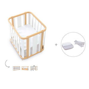 Minicuna-cuna-cama-escritorio (4en1) madera/blanco · Crea Plus Tres