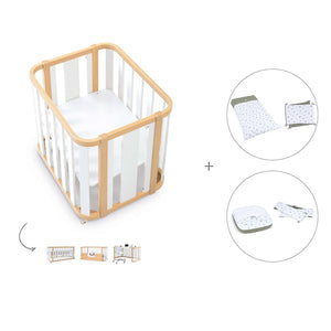 Minicuna-cuna-cama-escritorio (4en1) madera/blanco · Crea Plus Tres