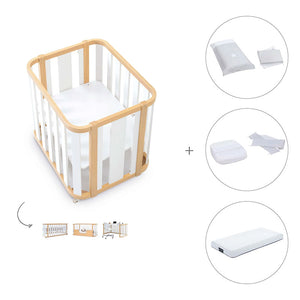 Minicuna-cuna-cama-escritorio (4en1) madera/gris · Crea Plus Tres