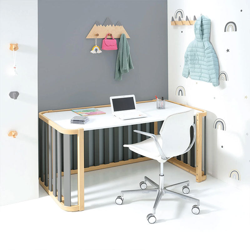 Minicuna-cuna-cama-escritorio (4en1) madera/gris · Crea Plus Tres · Alondra