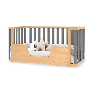 Minicuna-cuna-cama-escritorio (4en1) madera/gris · Crea Plus Tres