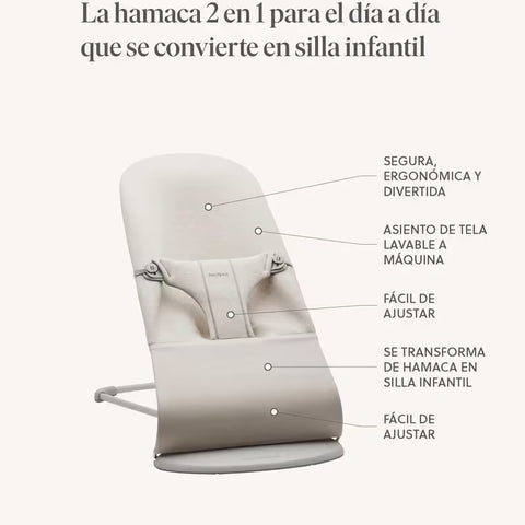 Hamaca Bliss BabyBjörn azul medianoche tejido acolchado clasico gris oscuro - imagen 5