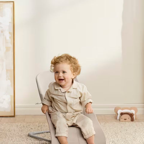 Hamaca Bliss BabyBjörn beige claro tejido cepillado gris claro - imagen 6