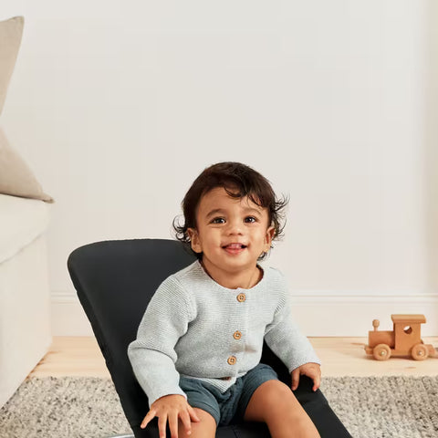 Hamaca Bliss BabyBjörn negro tejido acolchado clasico gris oscuro - imagen 5