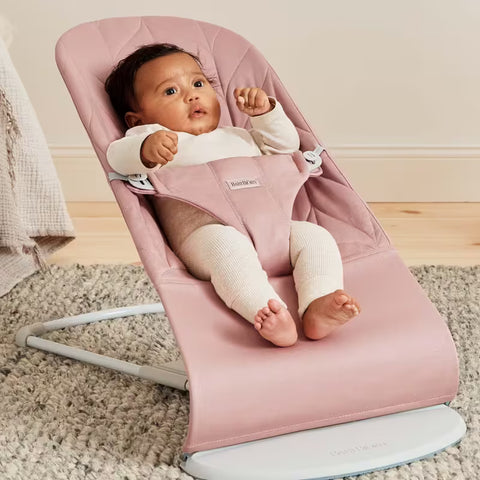 Hamaca Bliss BabyBjörn rosa palo tejido acolchado petalo gris claro - imagen 3