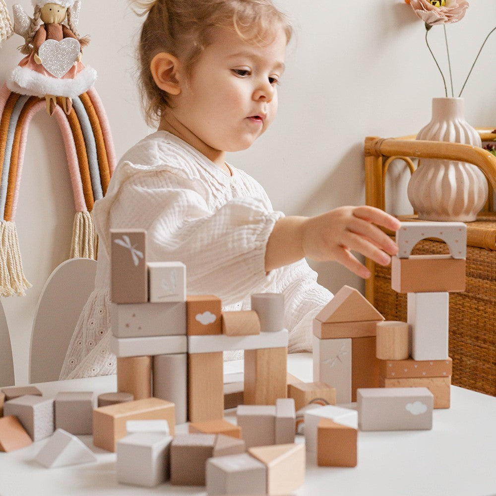 Bloques de madera 50 piezas nougat Label Label