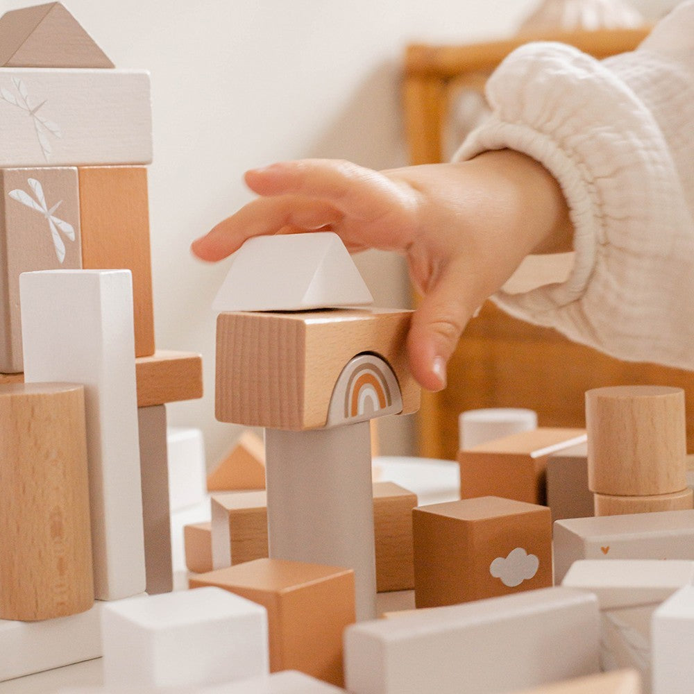 Bloques de madera 50 piezas nougat Label Label